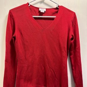 Loft 💯 Silk Sweater. Red. V Neck. Size Small.